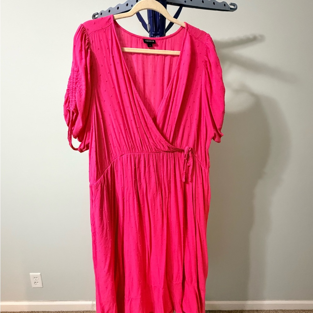 Torrid Vibrant Pink Midi Dress